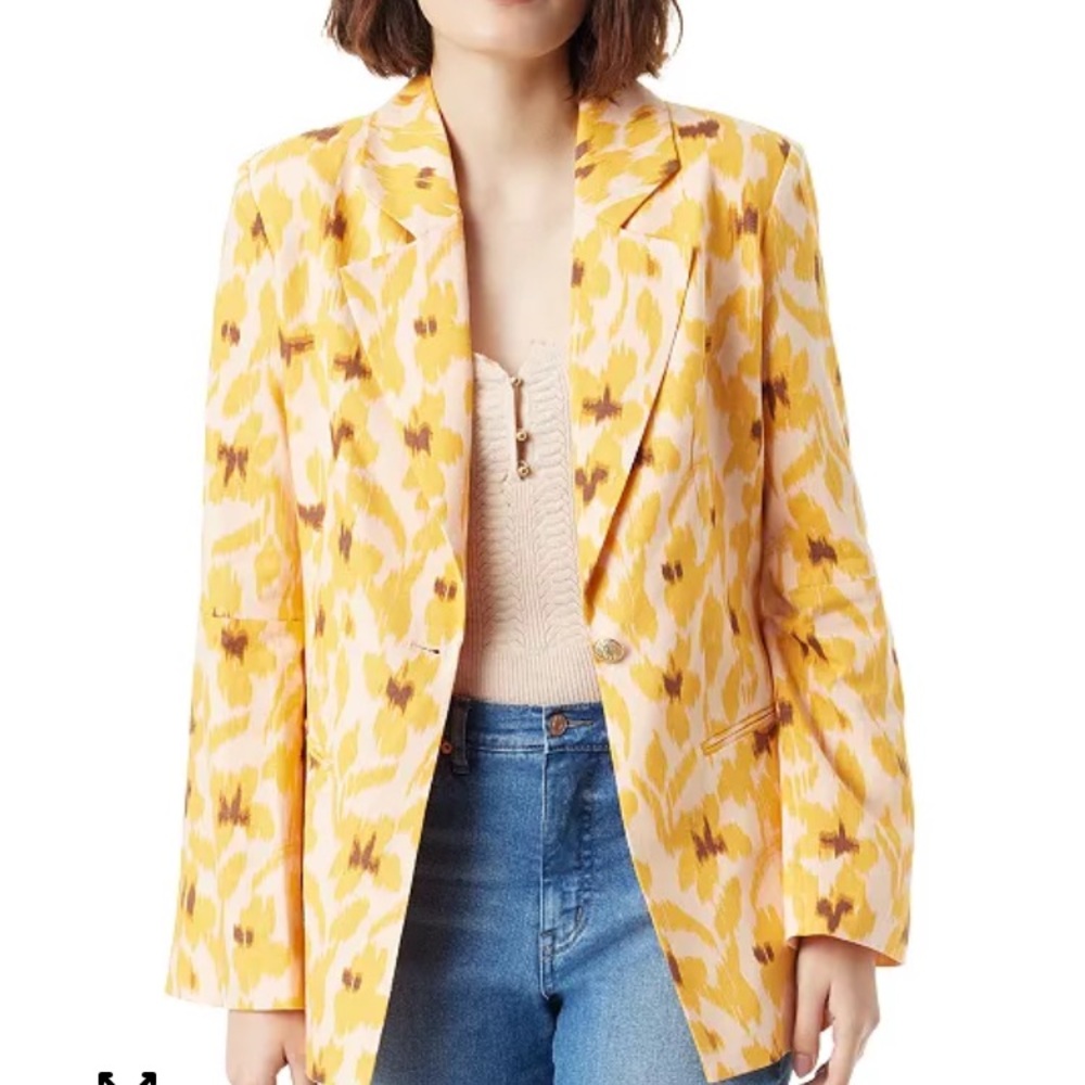 Sam Edelman Yellow and Brown Patterned Blazer